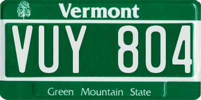 VT license plate VUY804