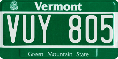 VT license plate VUY805