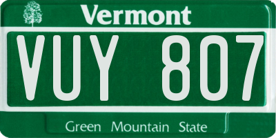 VT license plate VUY807