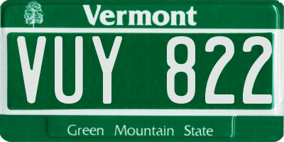 VT license plate VUY822