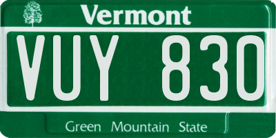 VT license plate VUY830