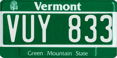 VT license plate VUY833