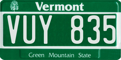 VT license plate VUY835