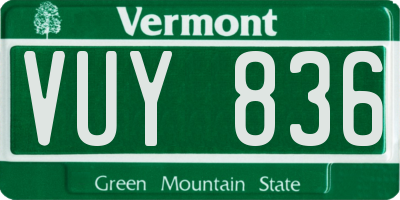VT license plate VUY836