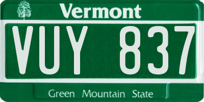 VT license plate VUY837