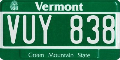 VT license plate VUY838