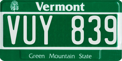 VT license plate VUY839