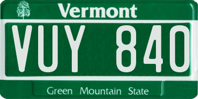 VT license plate VUY840