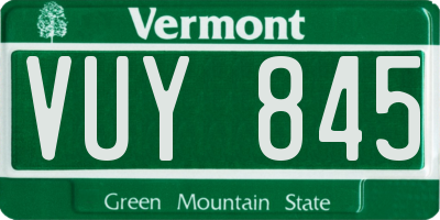 VT license plate VUY845