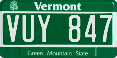 VT license plate VUY847