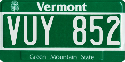 VT license plate VUY852