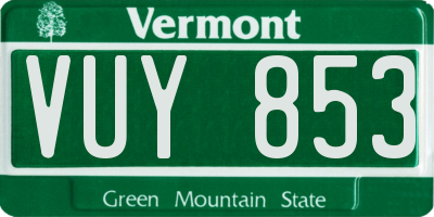 VT license plate VUY853