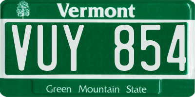 VT license plate VUY854