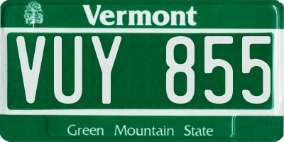 VT license plate VUY855