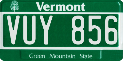 VT license plate VUY856