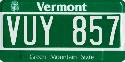 VT license plate VUY857