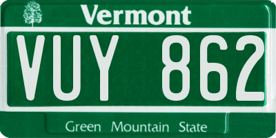 VT license plate VUY862