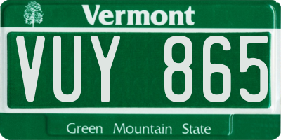 VT license plate VUY865