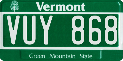 VT license plate VUY868