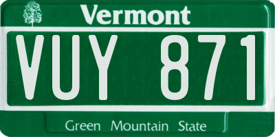VT license plate VUY871