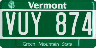 VT license plate VUY874