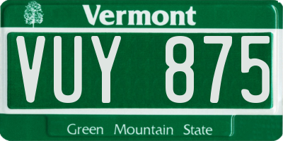 VT license plate VUY875