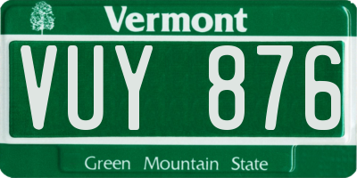 VT license plate VUY876