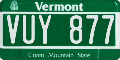 VT license plate VUY877