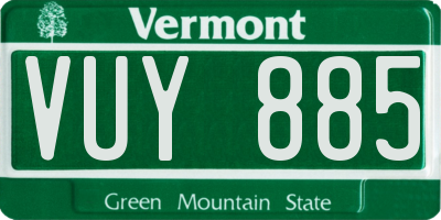 VT license plate VUY885