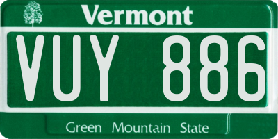 VT license plate VUY886