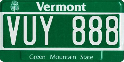 VT license plate VUY888