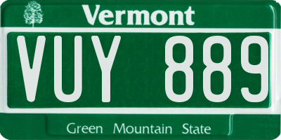 VT license plate VUY889