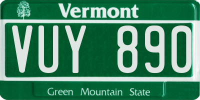 VT license plate VUY890
