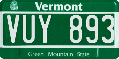 VT license plate VUY893