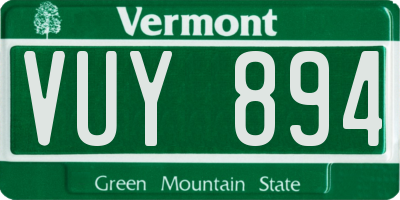 VT license plate VUY894