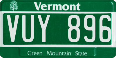 VT license plate VUY896