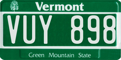 VT license plate VUY898