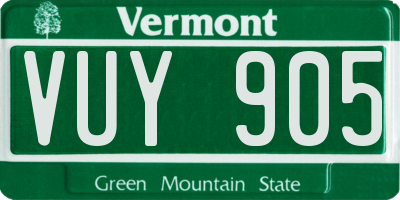 VT license plate VUY905