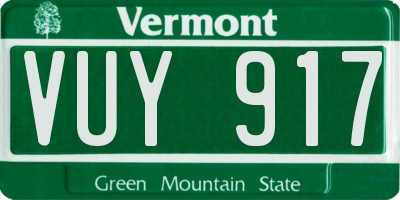 VT license plate VUY917