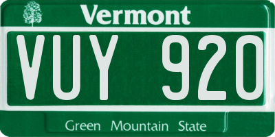 VT license plate VUY920