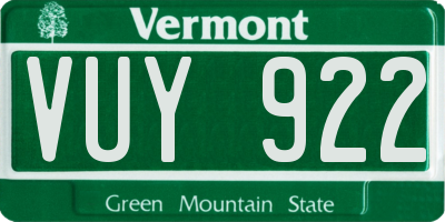 VT license plate VUY922