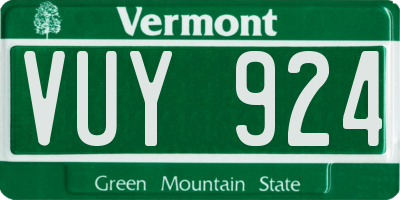 VT license plate VUY924