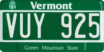 VT license plate VUY925