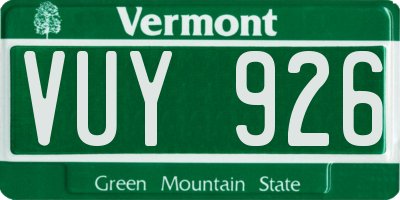 VT license plate VUY926
