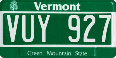 VT license plate VUY927