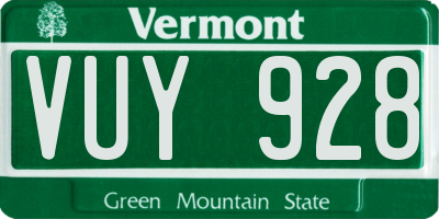 VT license plate VUY928