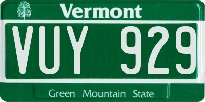 VT license plate VUY929