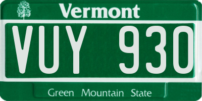 VT license plate VUY930