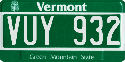 VT license plate VUY932