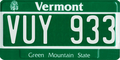 VT license plate VUY933